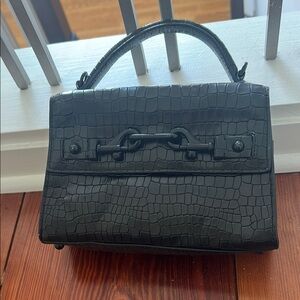 Black Crocodile-Embossed Top Handle Rebecca Minkoff Handbag